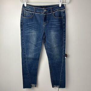 Chong Brand Women’s Cropped Raw Hem Blue Jeans Size Medium